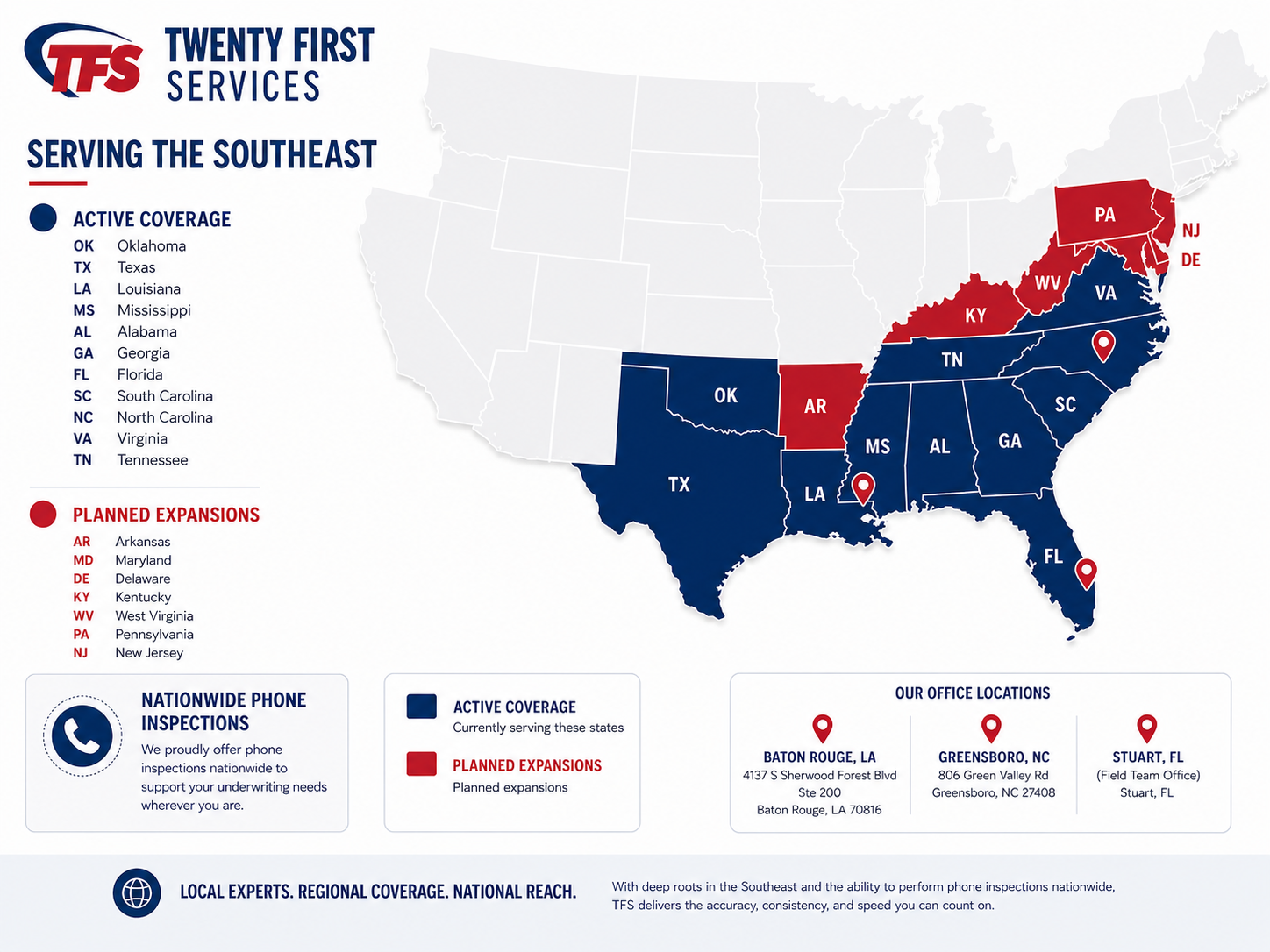 Twenty First Services territory map