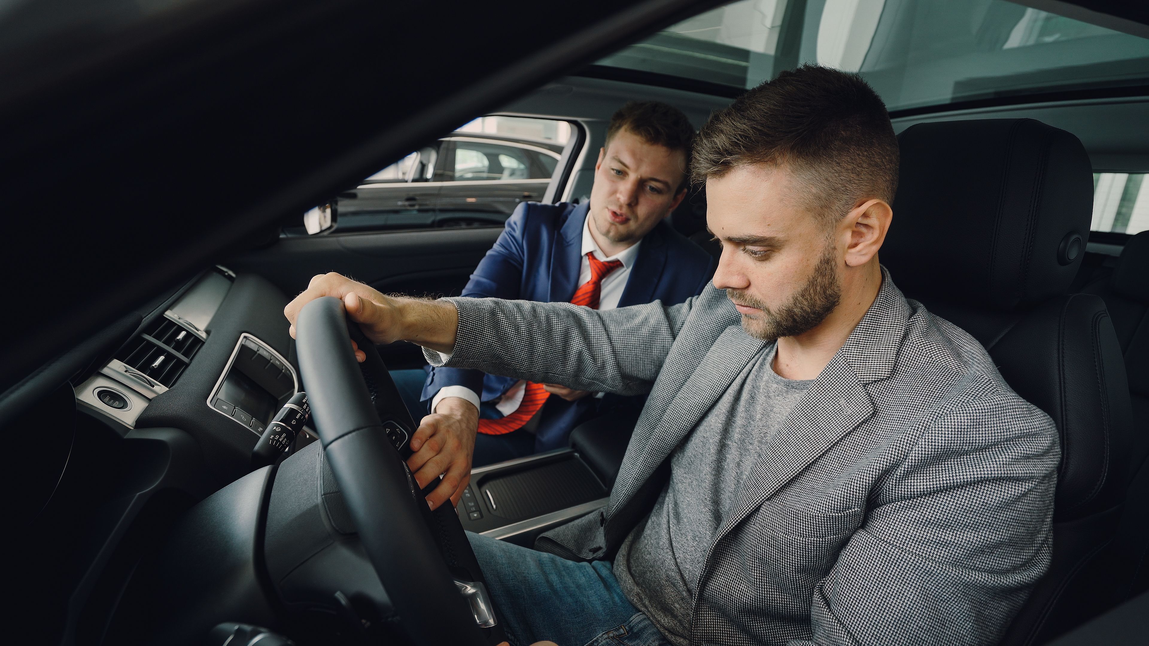 Used car dealership driver and test drive controls inspection review